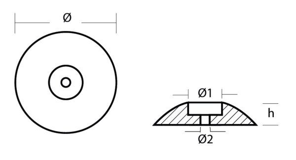 Telleranode aus Magnesium für Ruderblätter und Trimmklappen, Ø 70 mm – Bild 2
