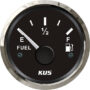 KUS Kraftstoffvorratsanzeige schwarz mit Edelstahllünette, 0 - 190 Ohm