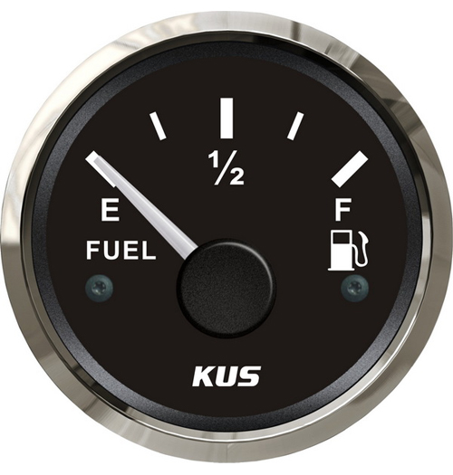 KUS Kraftstoffvorratsanzeige schwarz mit Edelstahllünette, 0 - 190 Ohm