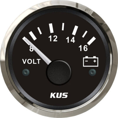 KUS Voltmeter schwarz mit Edelstahllünette