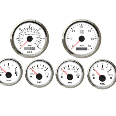 Instrumentenset von KUS für Benzin-Innenbordmotoren (EU-Norm), weiß mit GPS bis 30 Knoten
