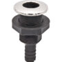 Borddurchlass schwarz, mit 5/8"-Schlauchanschluss und Edelstahl-Abdeckung