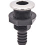 Borddurchlass schwarz, mit 3/4"-Schlauchanschluss und Edelstahl-Abdeckung
