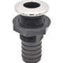 Borddurchlass schwarz, mit 1-1/8"-Schlauchanschluss und Edelstahl-Abdeckung