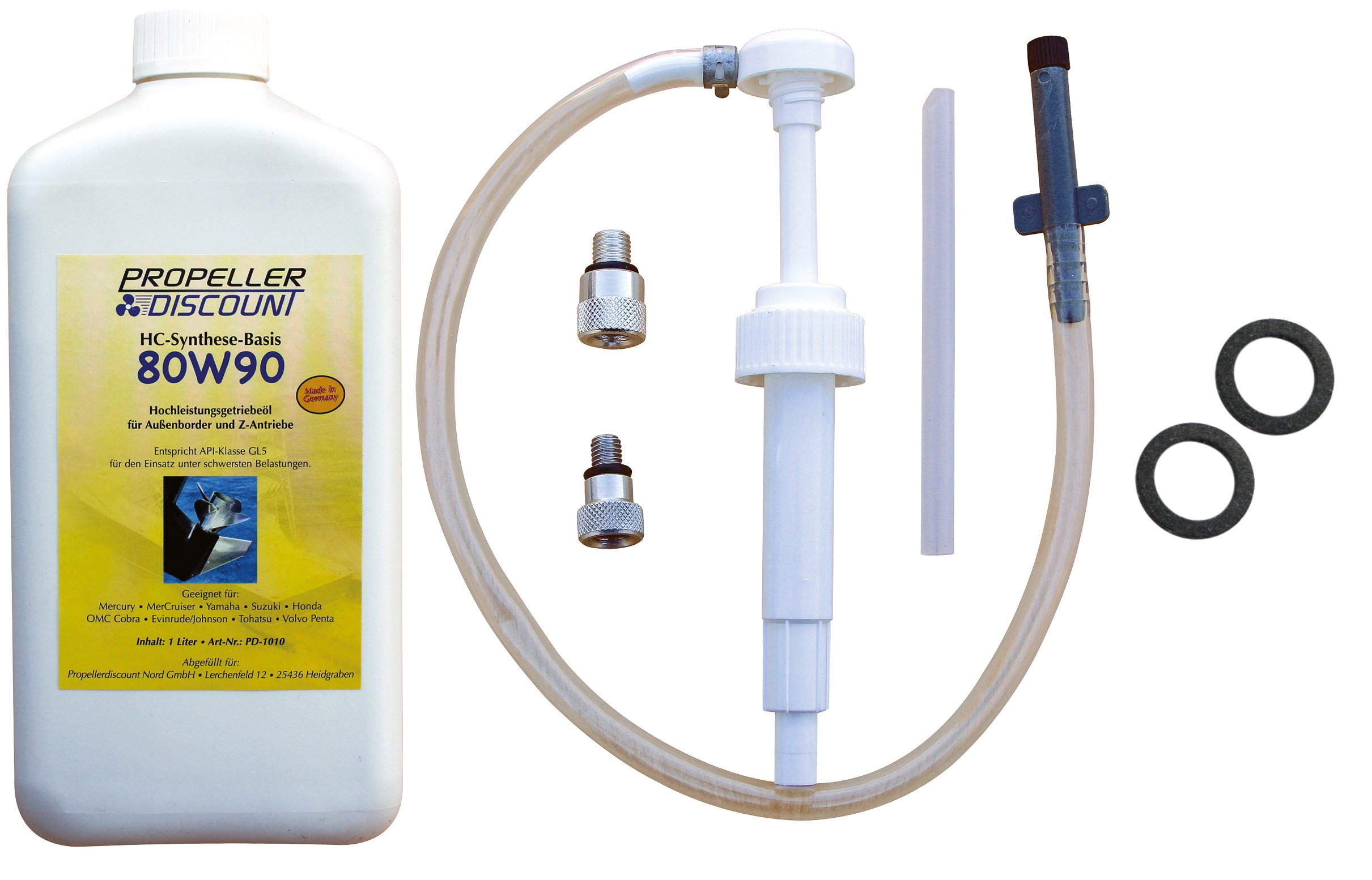 1L Getriebeöl mit 2 Dichtungen+Getriebeölpumpe für Suzuki Außenbordmotoren