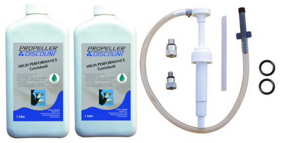 2 L High Performance Getriebeöl + 2 O-Ringe + Pumpe für Honda Außenborder ab BF8