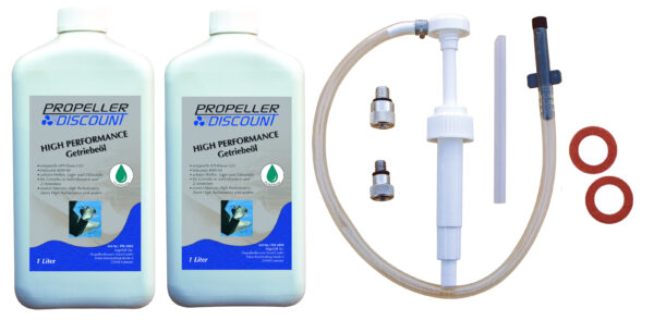 2 L High Performance Getriebeöl + 2 Dichtungen + Pumpe für Yamaha Außenborder