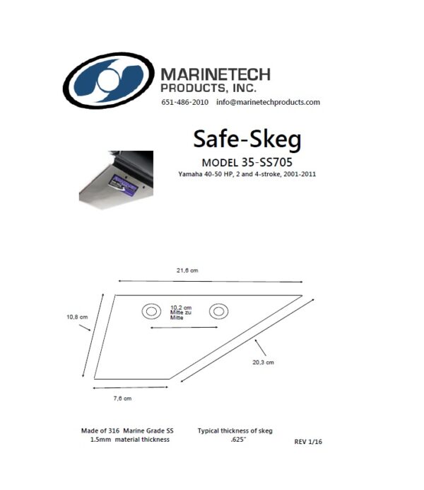 Safe-Skeg Reparaturfinne für div. Yamaha F30, F40, F50, F60 – Bild 2