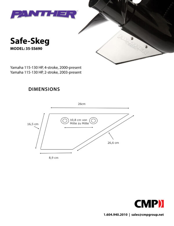 Safe-Skeg Reparaturfinne für Yamaha F75, F90 ab Bj. 2017, F115, F130 ab Bj. 2000 – Bild 2