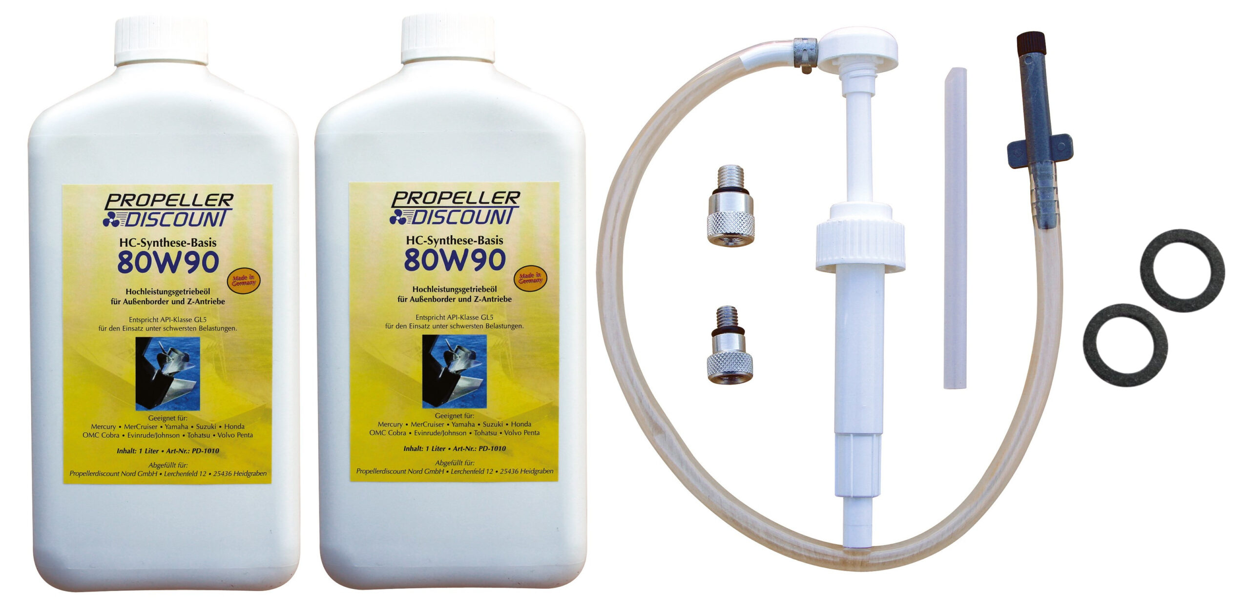 2L Getriebeöl + Dichtung + Pumpe für Mercury Außenborder