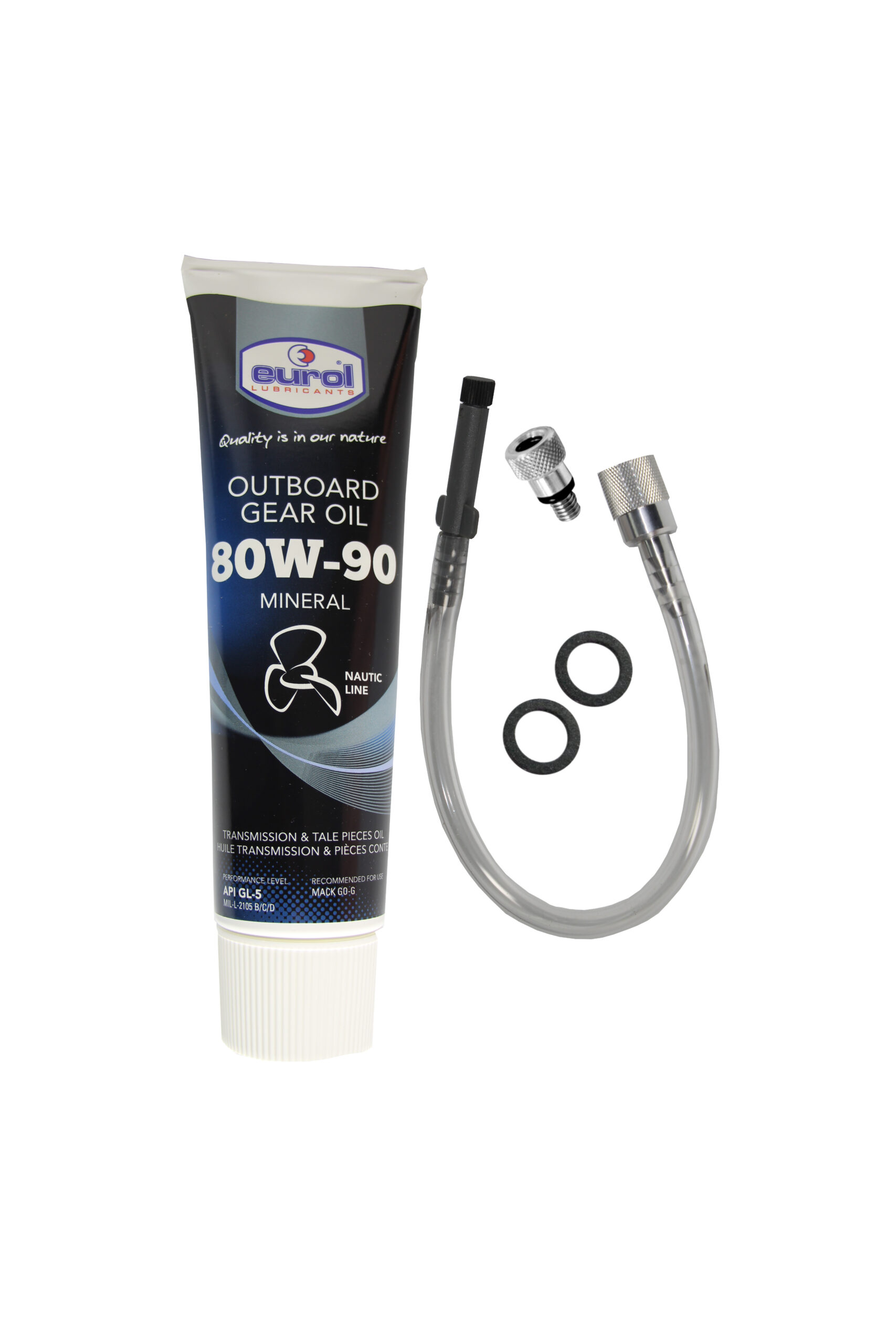 300ml Eurol Getriebeöl 80W90 mit Dichtungen und Füllschlauch für Suzuki DF2.5 - DF30