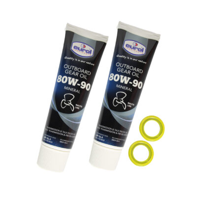 Getriebeöl Eurol 80W90 für Außenborder (2 x 300ml) mit Dichtungen für Mercury